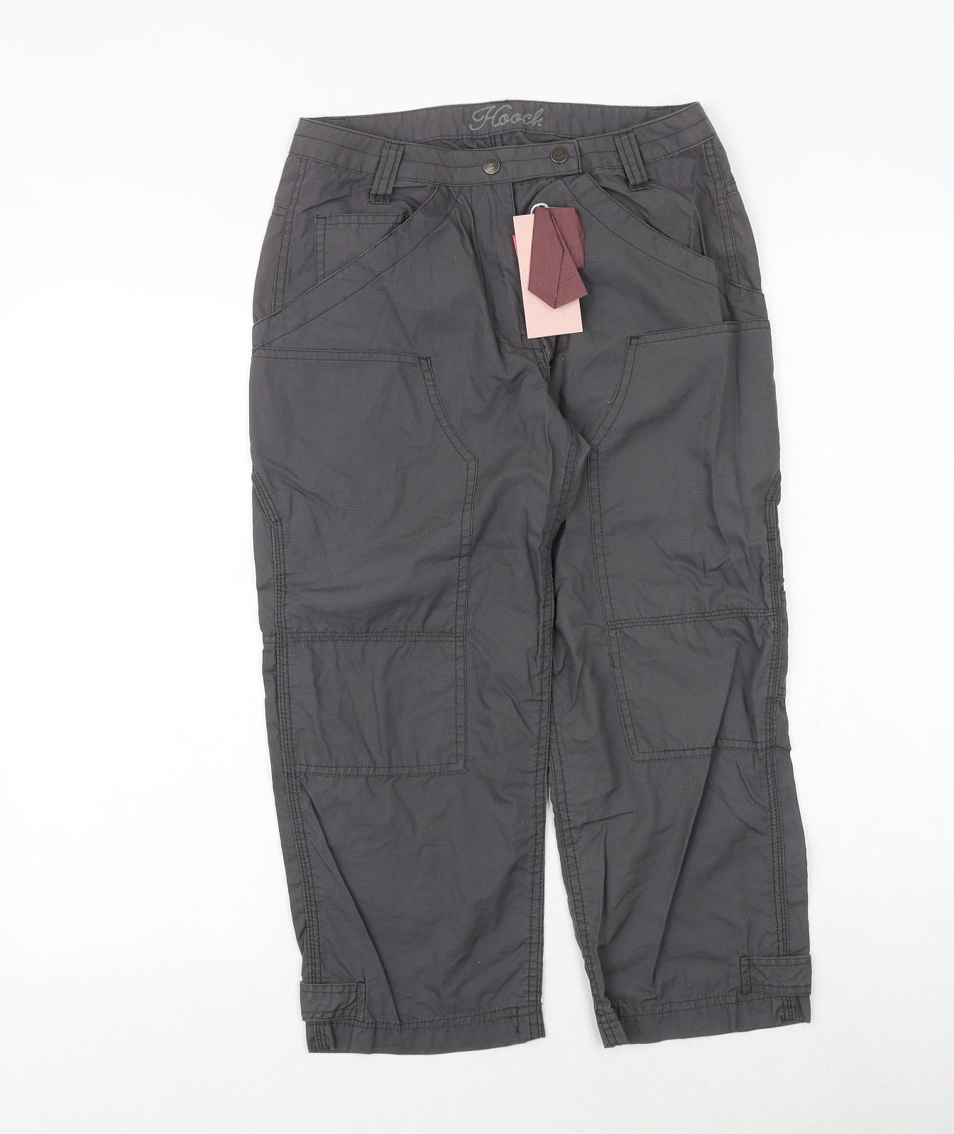 HOOCH Girls Grey 100% Cotton Cargo Trousers Size 13 Years Regular Zip