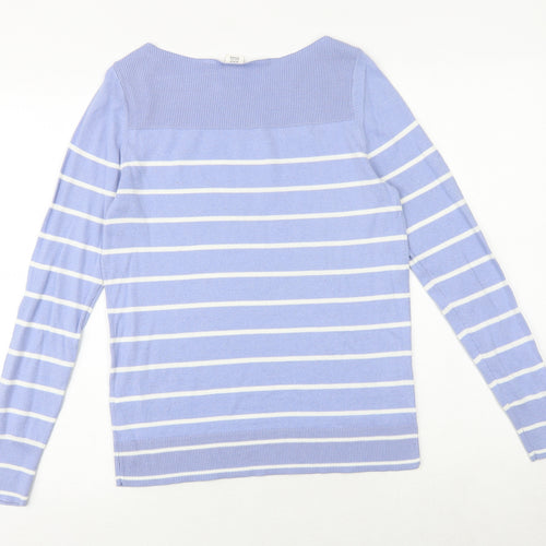 Gap Womens Blue Boat Neck Striped 100% Cotton Pullover Jumper Size XS