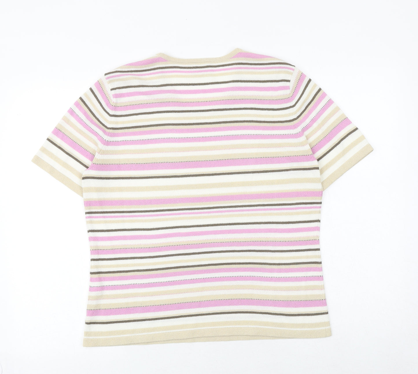Eastex Womens Multicoloured Striped Acrylic Basic Blouse Size 12 Round Neck