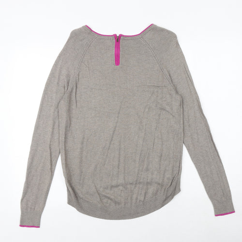 Marks and Spencer Womens Grey Boat Neck Viscose Pullover Jumper Size 10