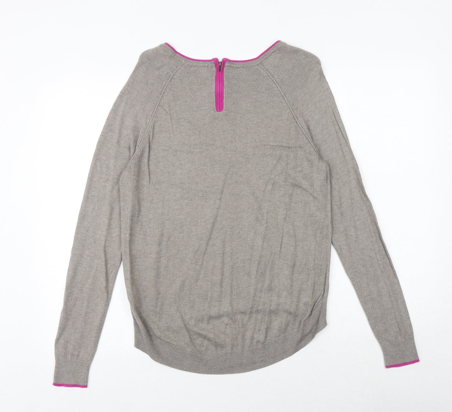 Marks and Spencer Womens Grey Boat Neck Viscose Pullover Jumper Size 10