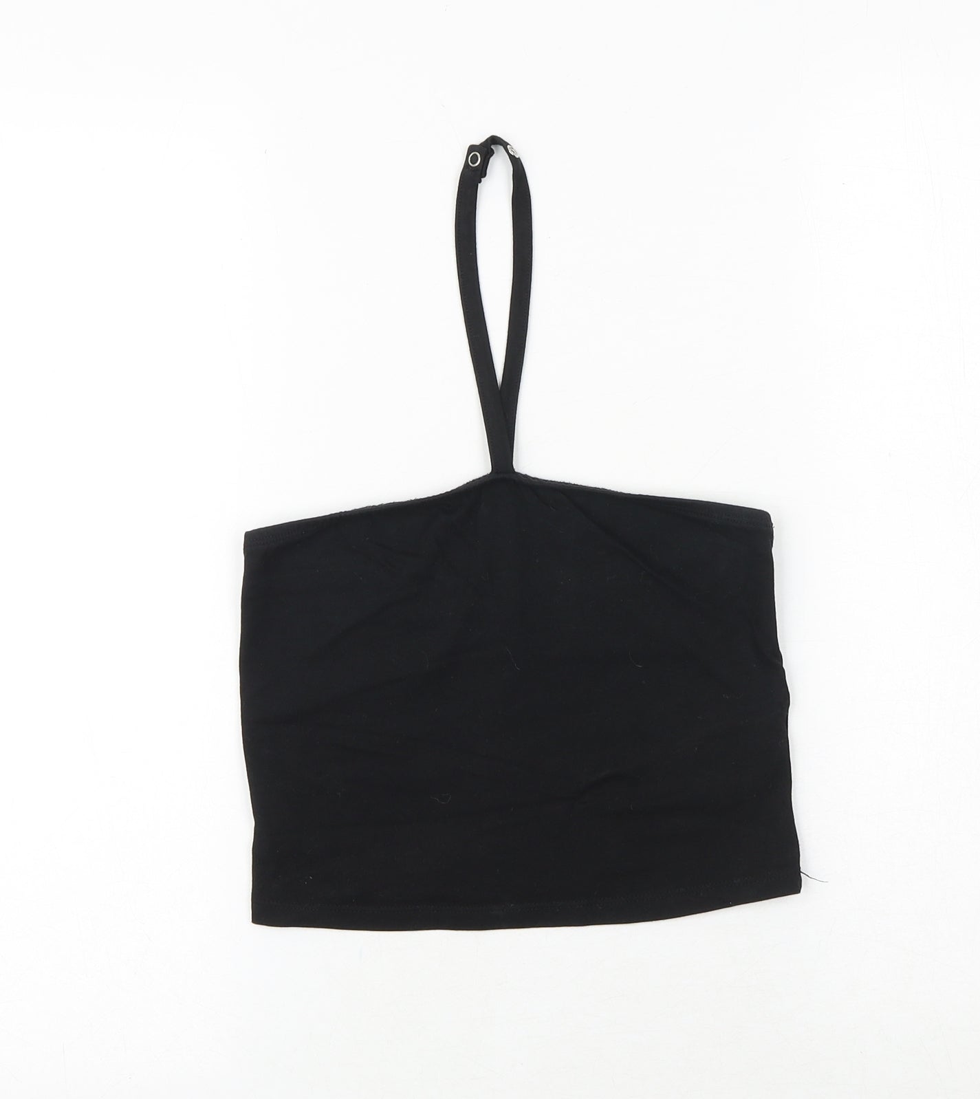 New Look Girls Black Cotton Basic Tank Size 12-13 Years Halter Snap