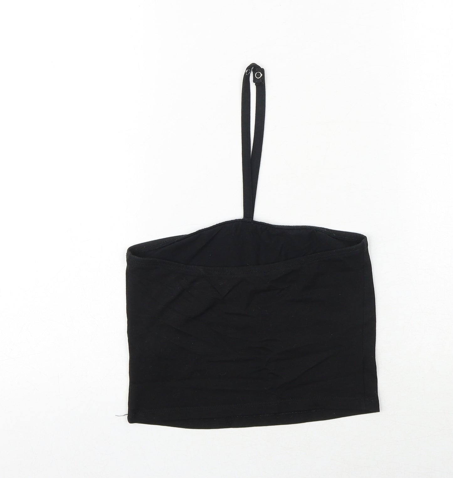 New Look Girls Black Cotton Basic Tank Size 12-13 Years Halter Snap