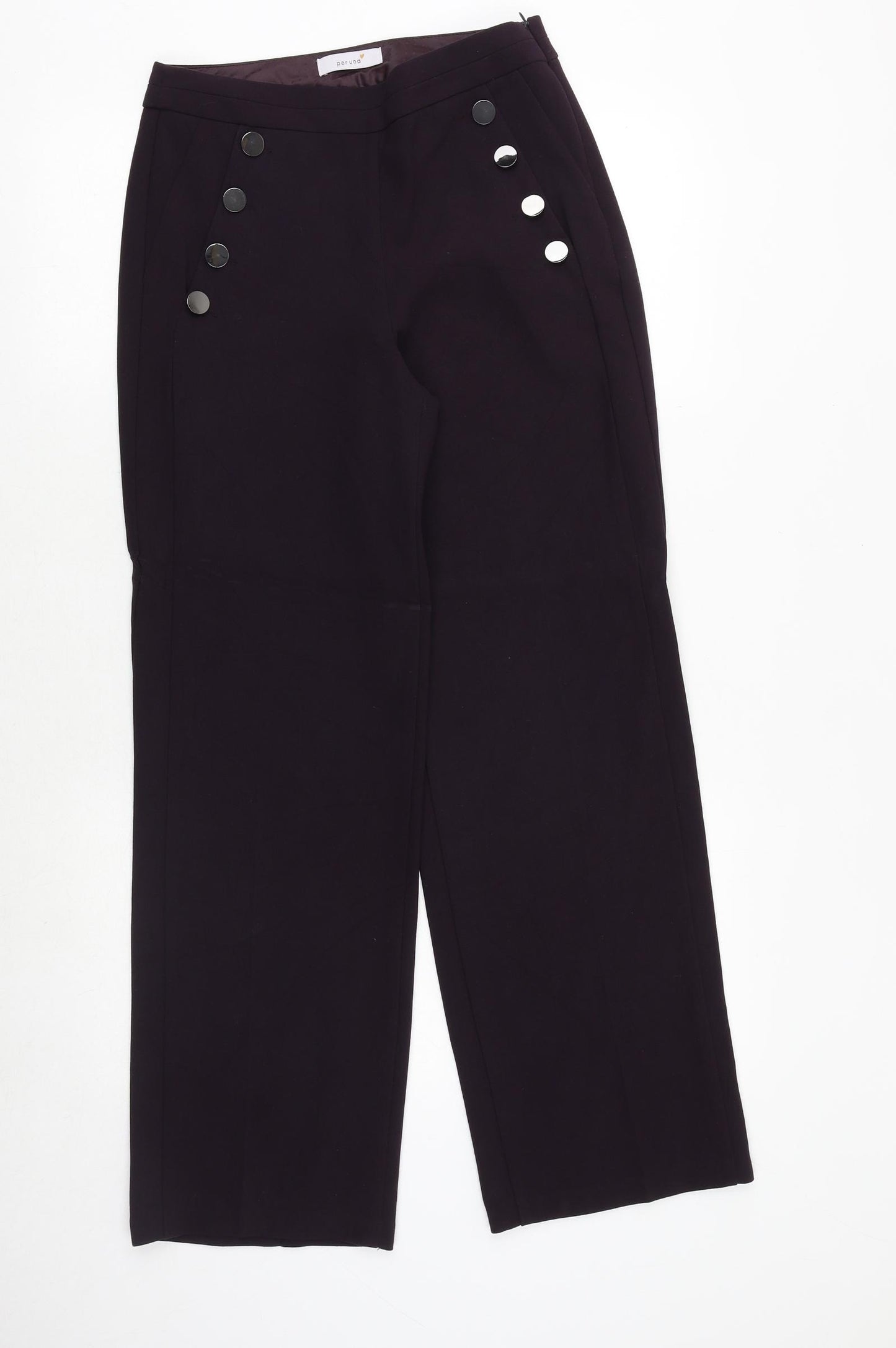 Marks and Spencer Womens Purple Polyester Trousers Size 8 Regular Zip