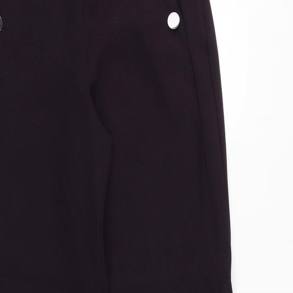 Marks and Spencer Womens Purple Polyester Trousers Size 8 Regular Zip