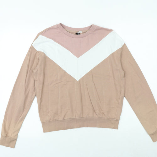 H&M Womens Pink Colourblock 100% Cotton Pullover Sweatshirt Size S Pullover