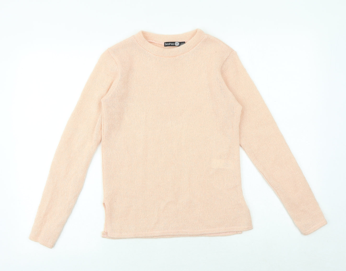 Boohoo Girls Pink Round Neck Acrylic Pullover Jumper Size 11-12 Years Pullover