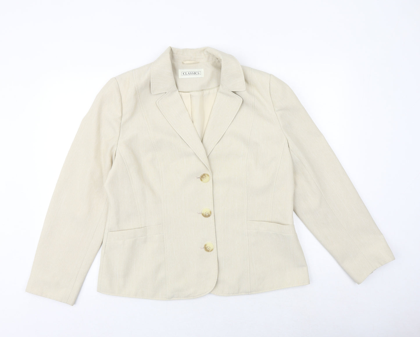BHS Womens Beige Polyester Jacket Blazer Size 16