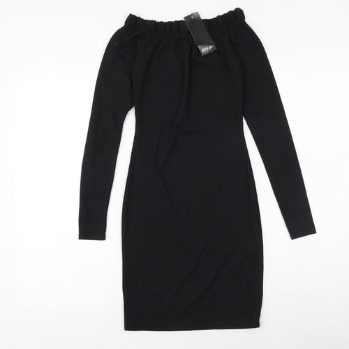 Nasty Gal Womens Black Polyester Bodycon Size 6 Boat Neck Pullover