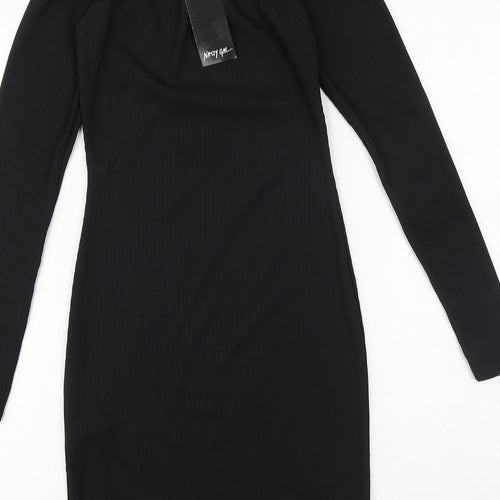 Nasty Gal Womens Black Polyester Bodycon Size 6 Boat Neck Pullover