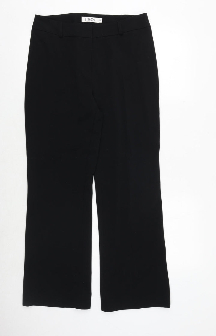 M&Co Womens Black Polyester Dress Pants Trousers Size 12 Regular Zip