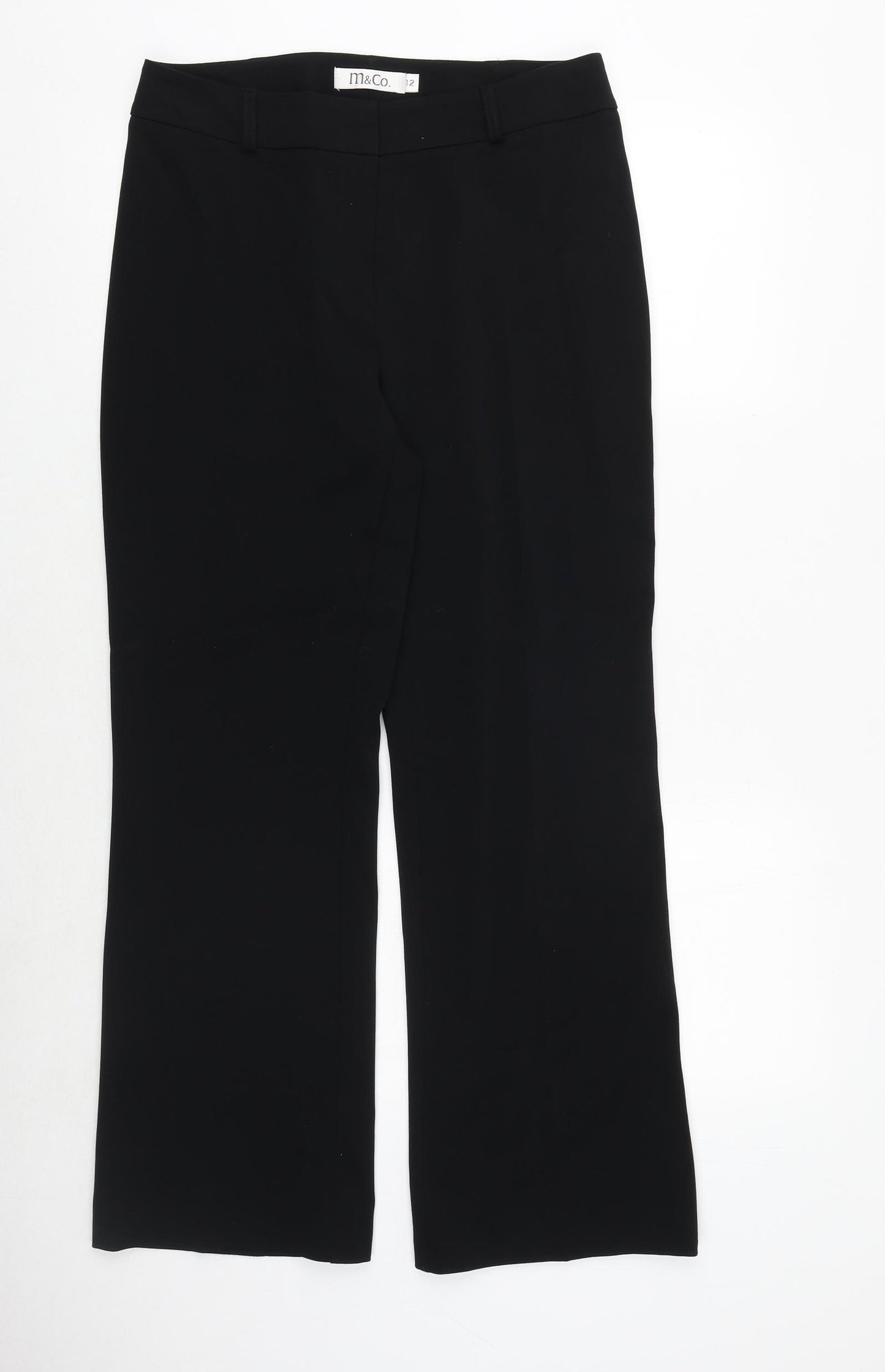 M&Co Womens Black Polyester Dress Pants Trousers Size 12 Regular Zip