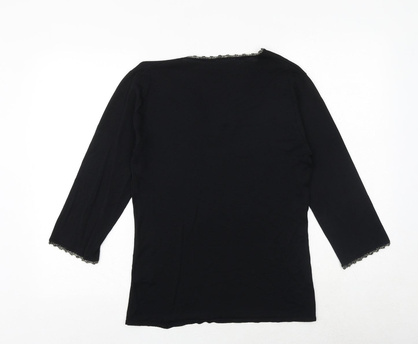 Claire Ashton Womens Black Viscose Basic Blouse Size 14 V-Neck