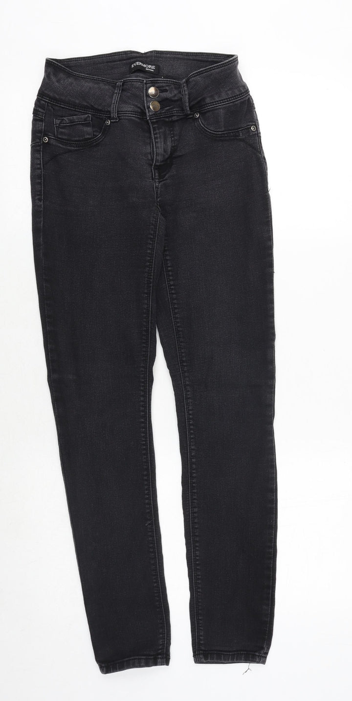 Evermore Denim Womens Black Cotton Skinny Jeans Size 26 in Regular Zip
