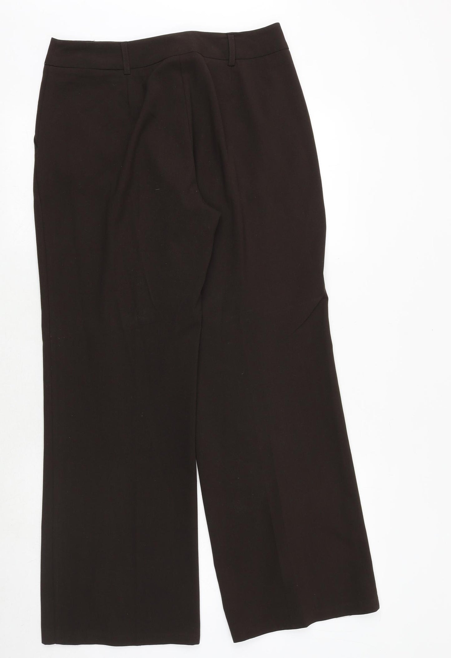 M&Co Womens Brown Polyester Trousers Size 12 Regular Zip