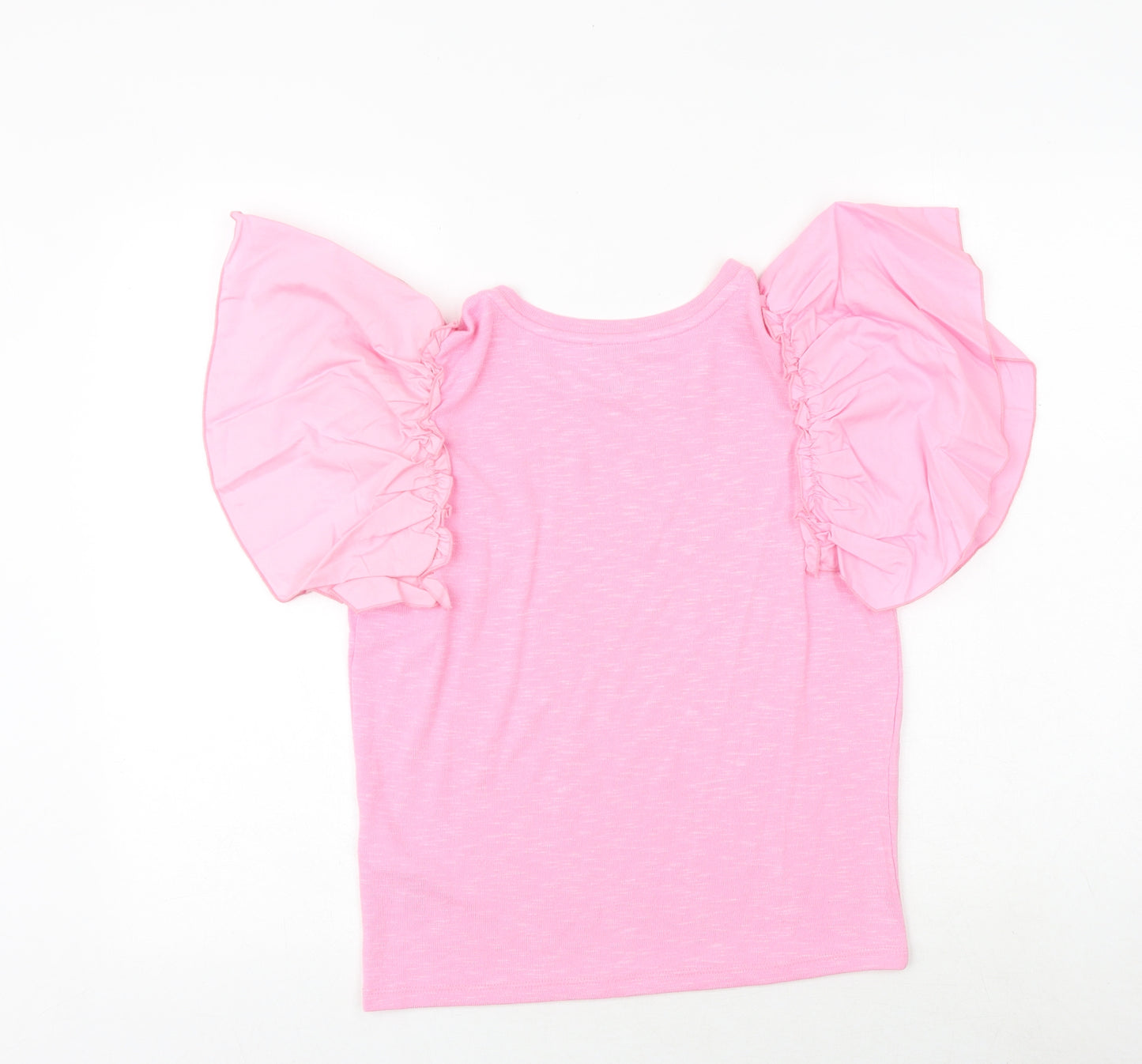New Look Womens Pink Polyester Basic T-Shirt Size 10 Round Neck