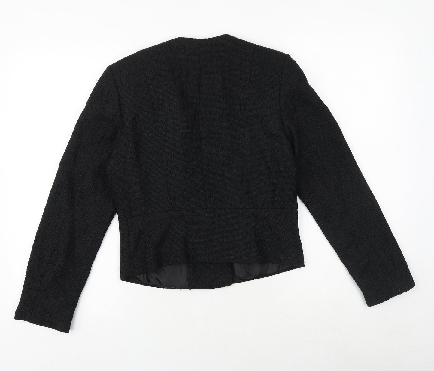 H&M Womens Black Biker Jacket Size 6 Zip