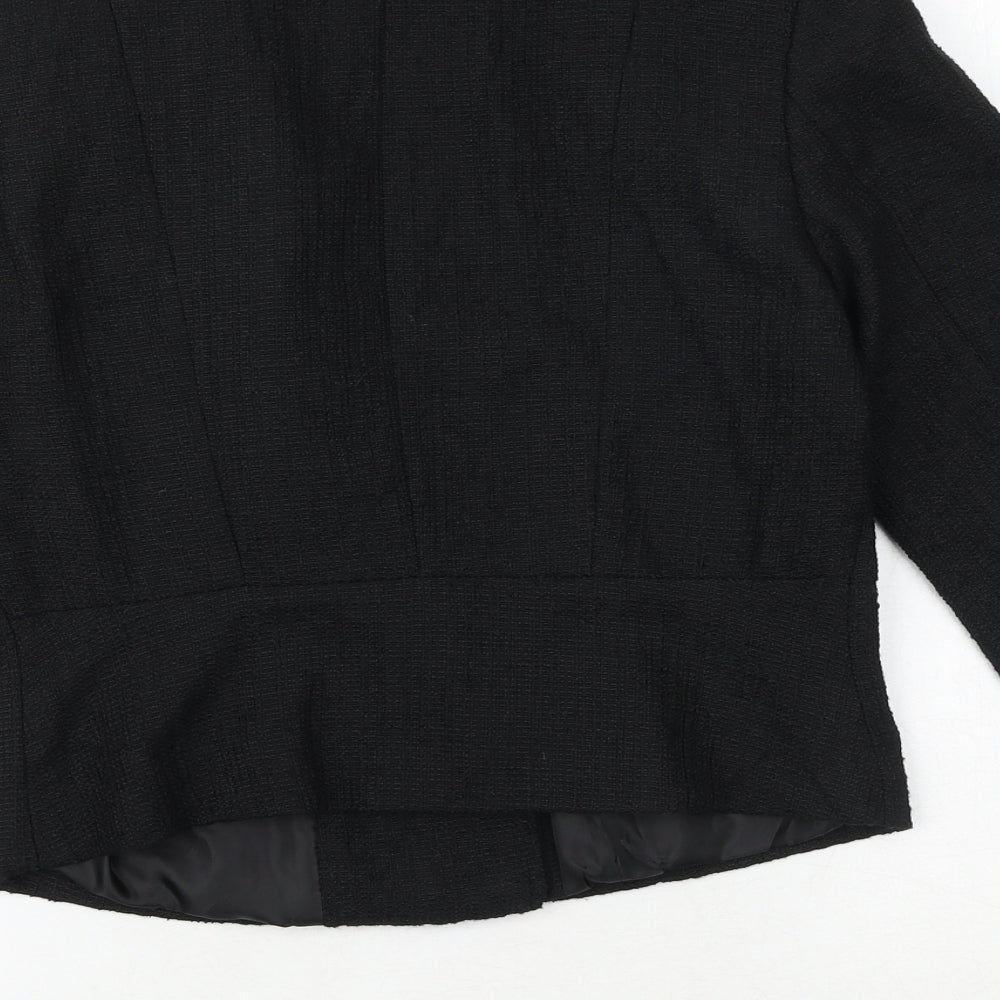 H&M Womens Black Biker Jacket Size 6 Zip