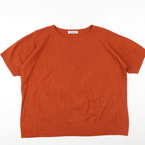Berkertex Womens Orange Round Neck Acrylic Pullover Jumper Size 14 - Size 14-16