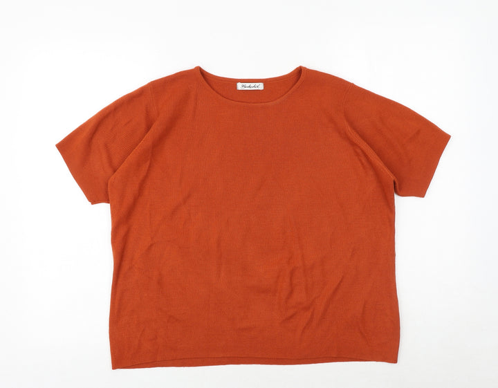 Berkertex Womens Orange Round Neck Acrylic Pullover Jumper Size 14 - Size 14-16