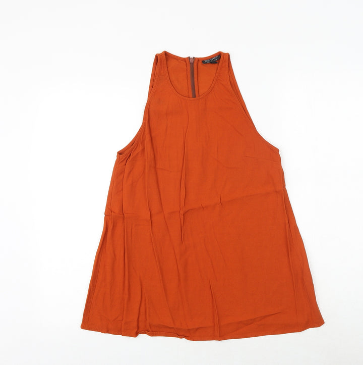 Topshop Womens Orange Viscose Basic Tank Size 10 Round Neck