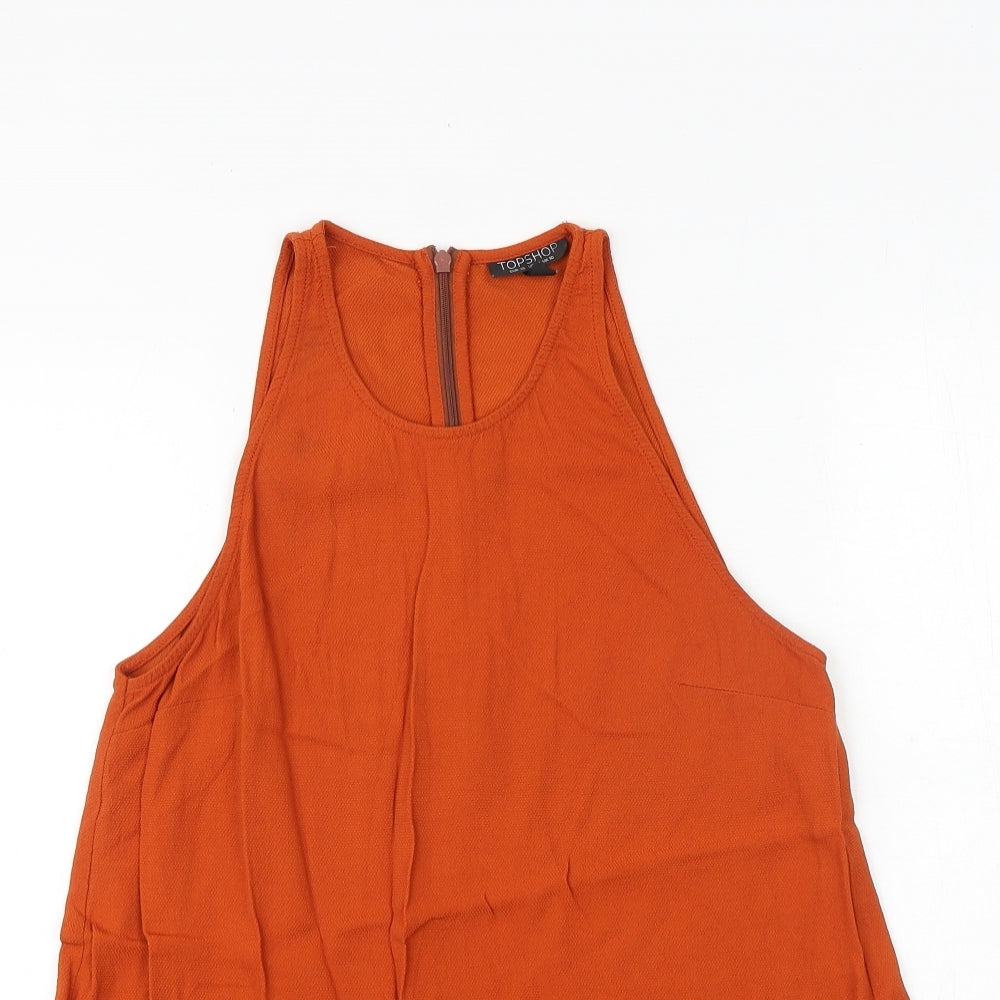 Topshop Womens Orange Viscose Basic Tank Size 10 Round Neck