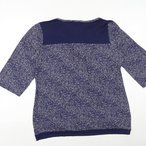 CMD Womens Blue Polka Dot Viscose Basic Blouse Size 16 Round Neck