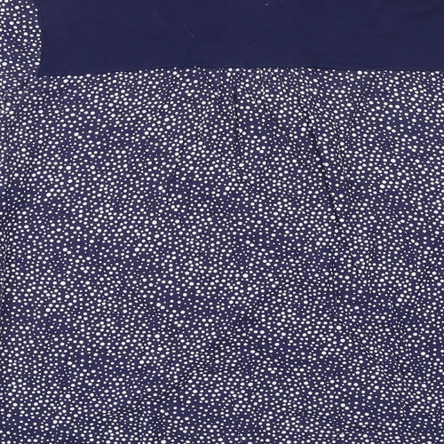 CMD Womens Blue Polka Dot Viscose Basic Blouse Size 16 Round Neck