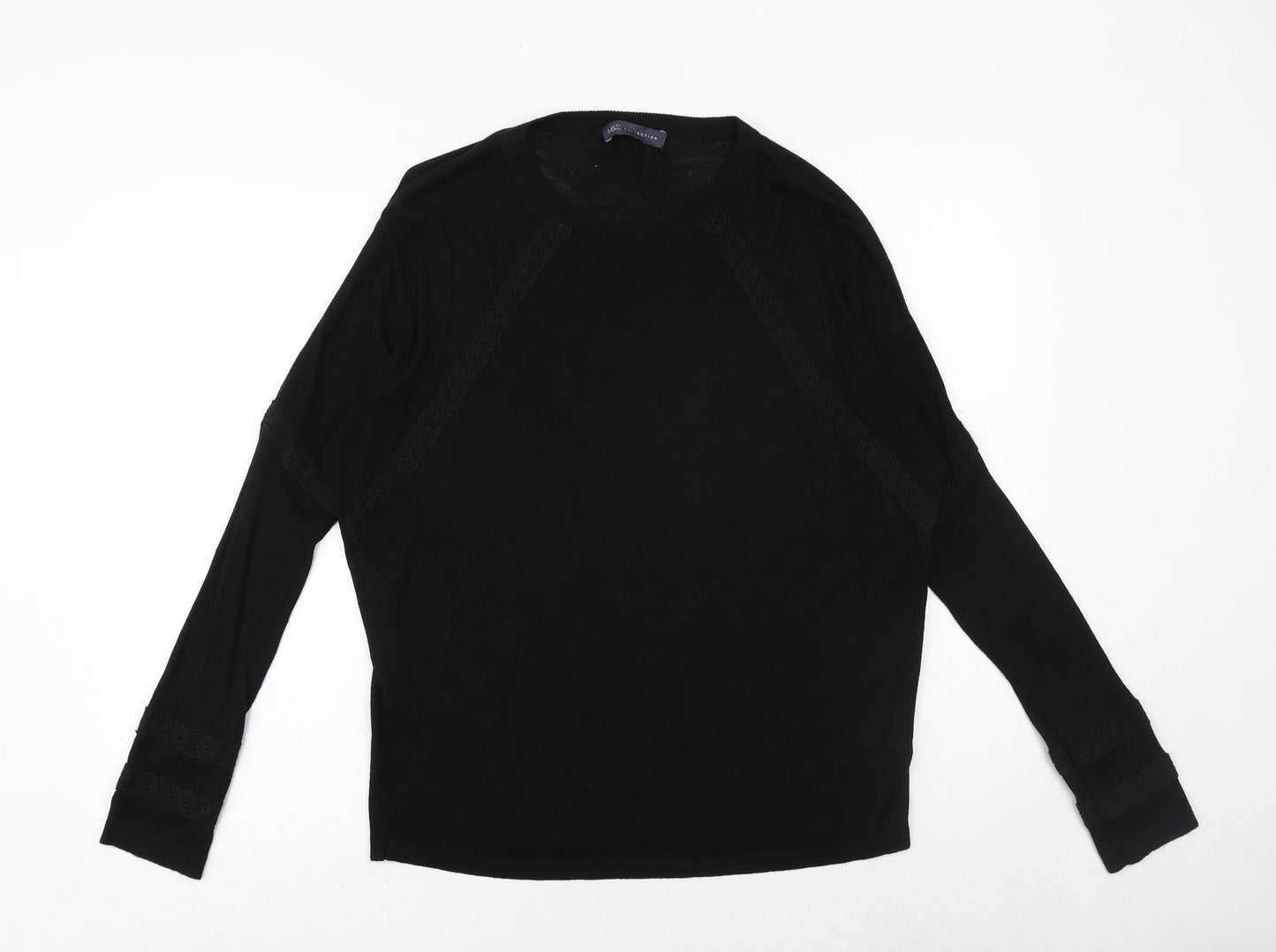 Marks and Spencer Womens Black V-Neck Viscose Pullover Jumper Size M
