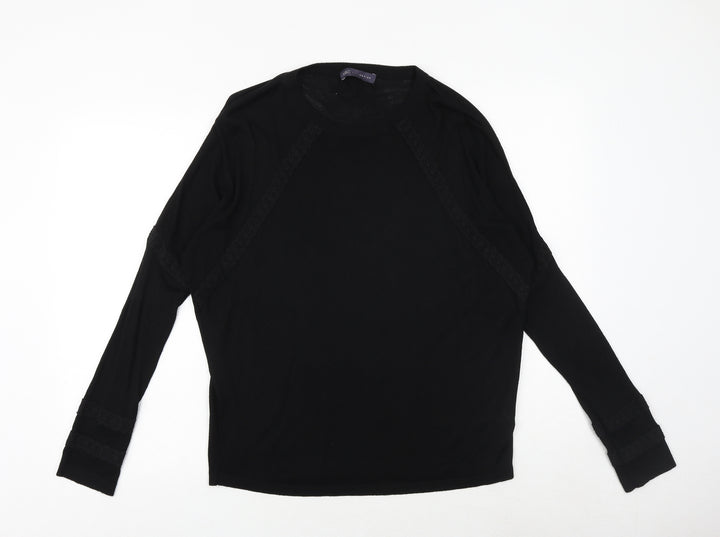 Marks and Spencer Womens Black V-Neck Viscose Pullover Jumper Size M