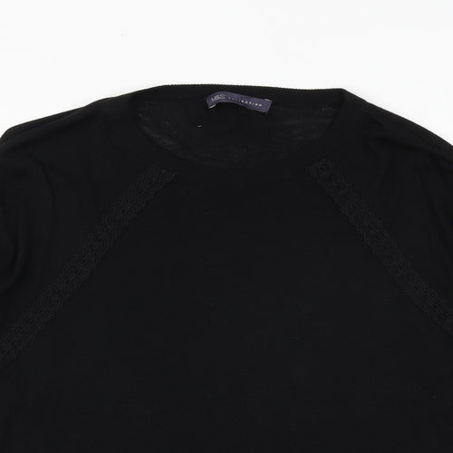 Marks and Spencer Womens Black V-Neck Viscose Pullover Jumper Size M