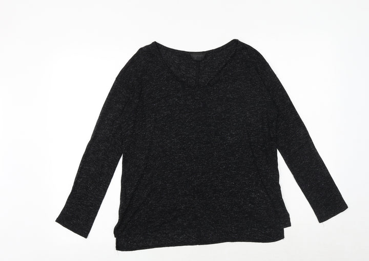 Topshop Womens Grey Geometric Viscose Basic Blouse Size 6 Round Neck