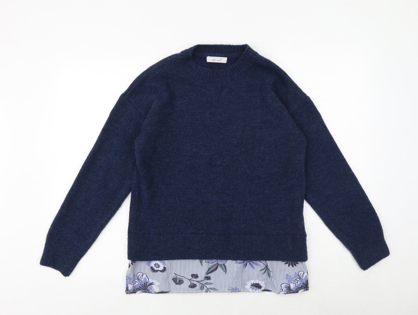 Marks and Spencer Womens Blue Round Neck Acrylic Pullover Jumper Size 10