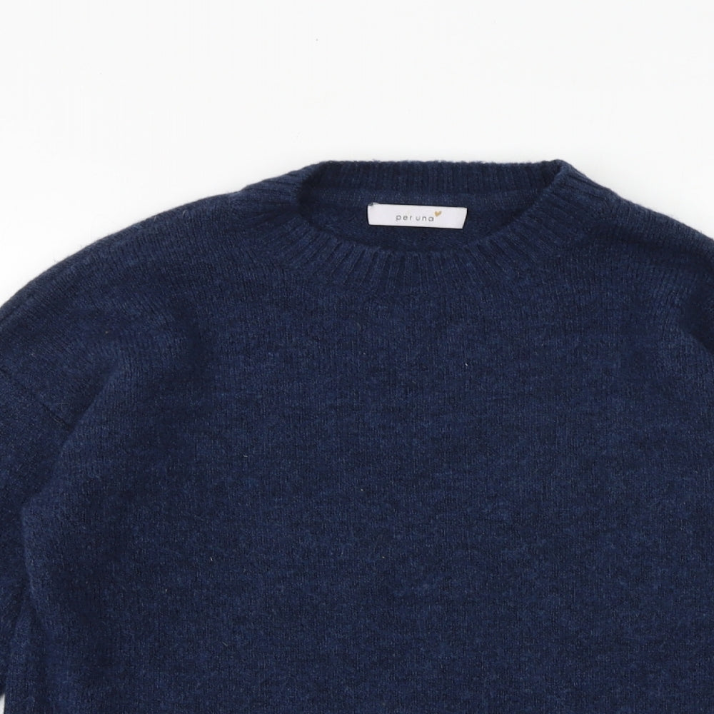 Marks and Spencer Womens Blue Round Neck Acrylic Pullover Jumper Size 10