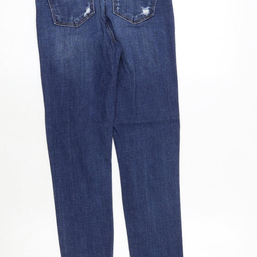Topshop Womens Blue Cotton Skinny Jeans Size 25 in Regular Zip