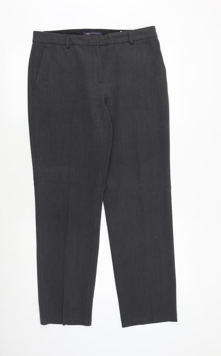 Marks and Spencer Womens Grey Polyester Trousers Size 12 Regular Zip