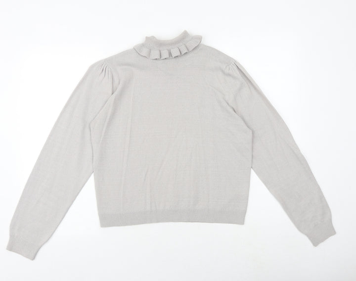 H&M Womens Grey Roll Neck Acrylic Pullover Jumper Size M