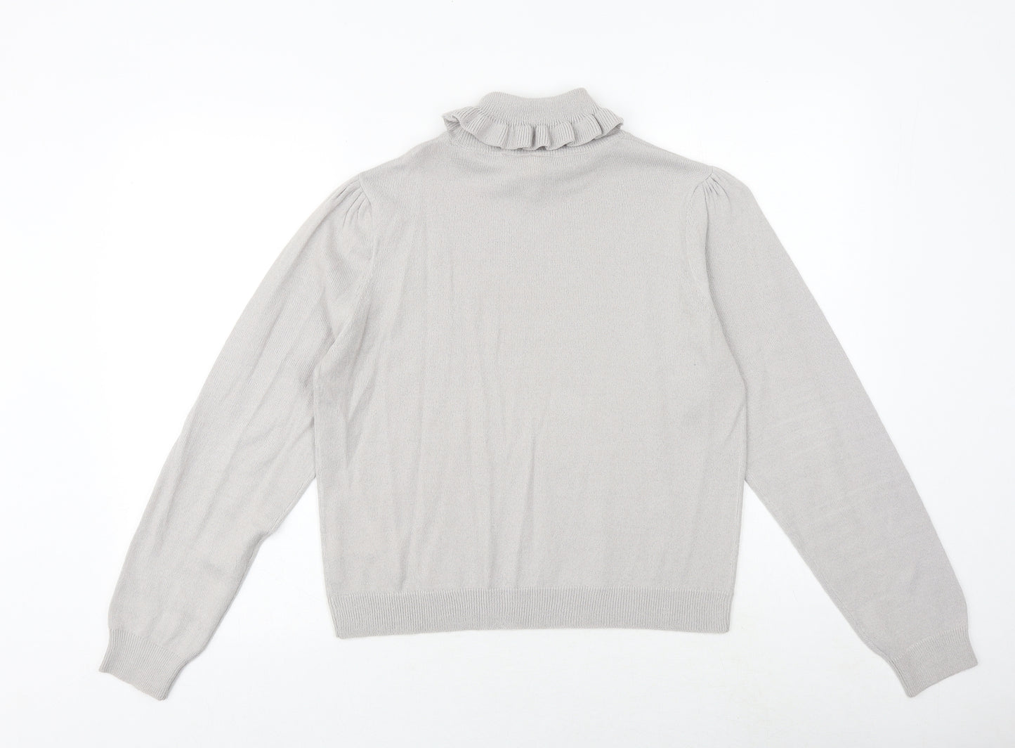 H&M Womens Grey Roll Neck Acrylic Pullover Jumper Size M