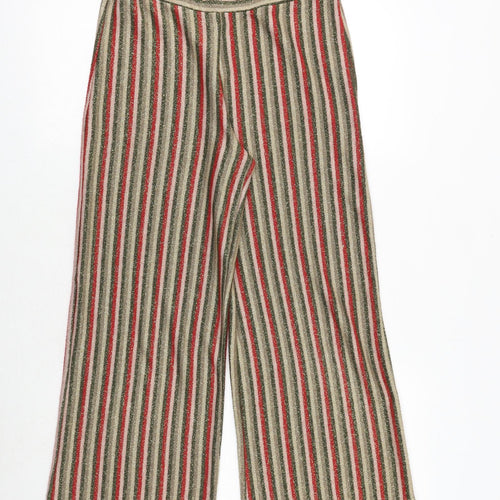 Zara Womens Multicoloured Striped Polyester Trousers Size S Regular