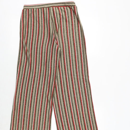 Zara Womens Multicoloured Striped Polyester Trousers Size S Regular