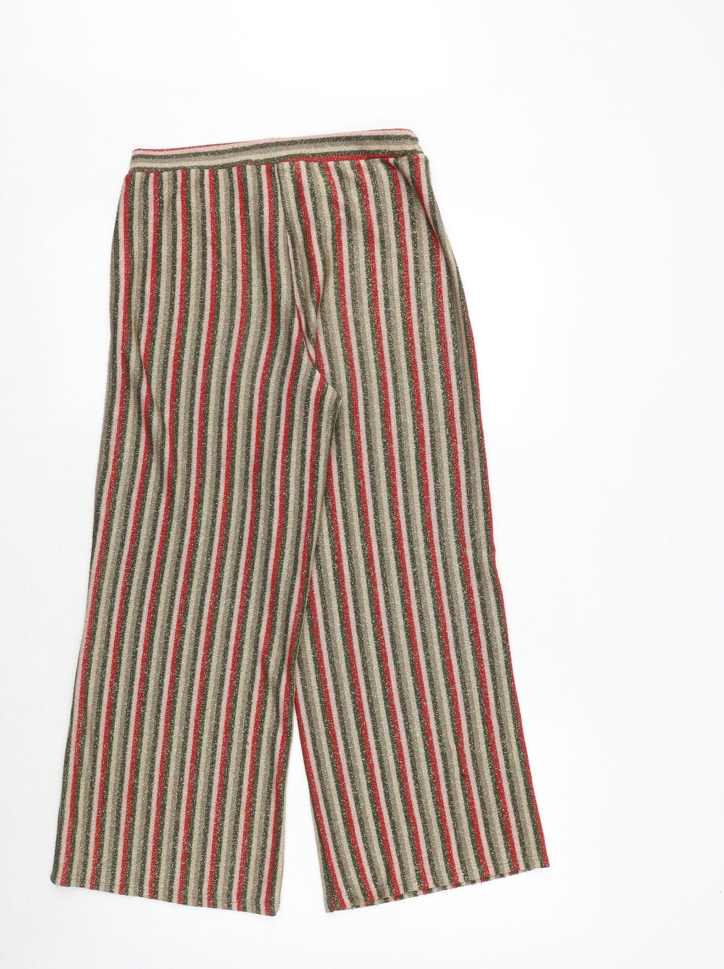 Zara Womens Multicoloured Striped Polyester Trousers Size S Regular