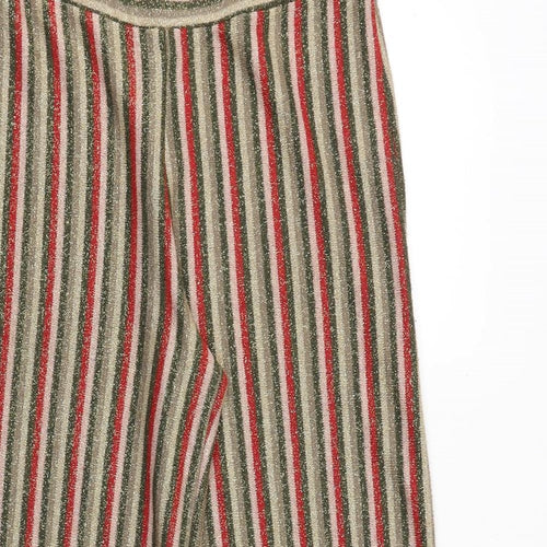 Zara Womens Multicoloured Striped Polyester Trousers Size S Regular