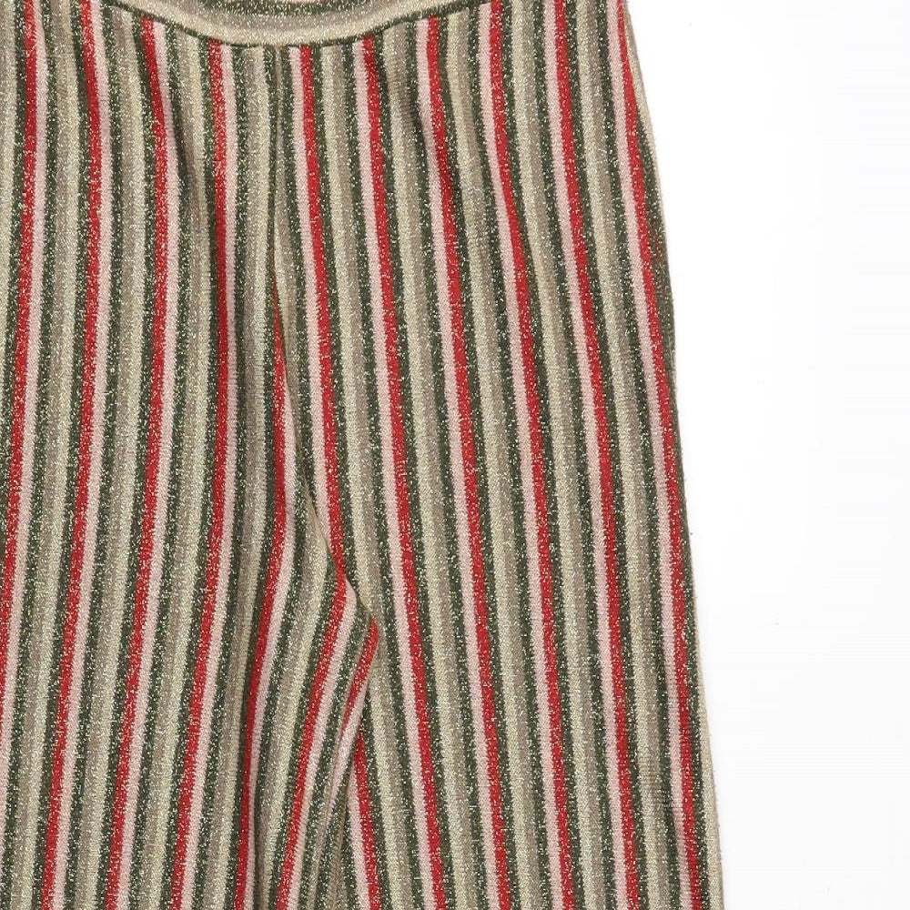 Zara Womens Multicoloured Striped Polyester Trousers Size S Regular