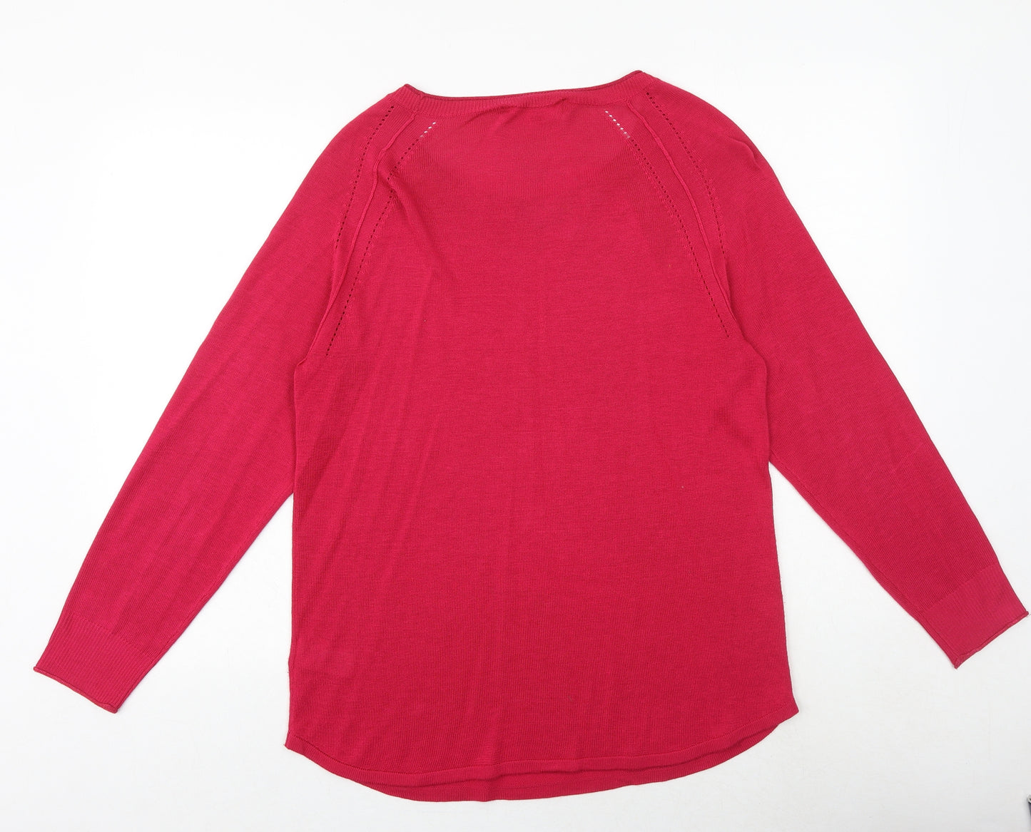 NEXT Womens Pink Round Neck Viscose Pullover Jumper Size 16