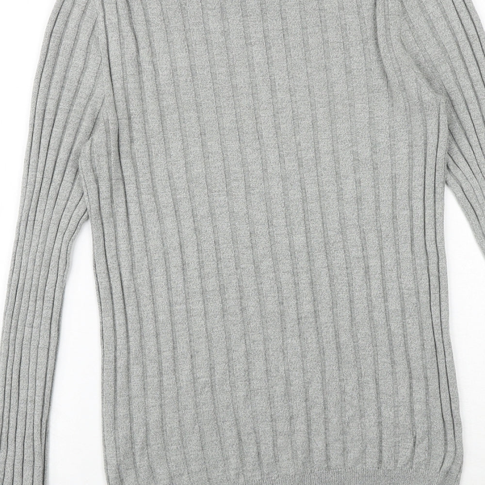 River Island Mens Grey Round Neck Viscose Pullover Jumper Size XS Long Sleeve