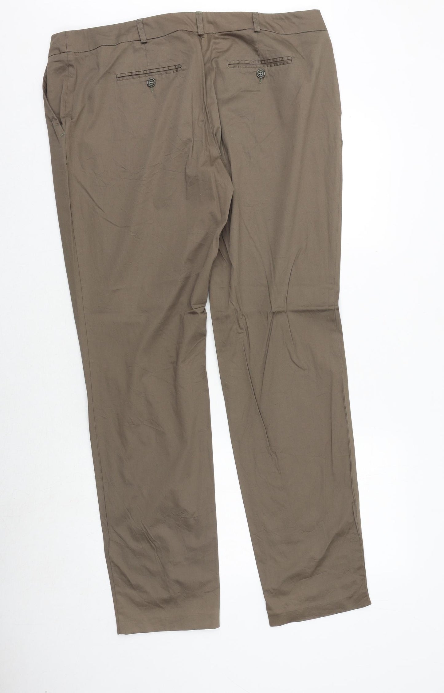 Jake S Womens Green Polyester Chino Trousers Size 39 in Regular Zip