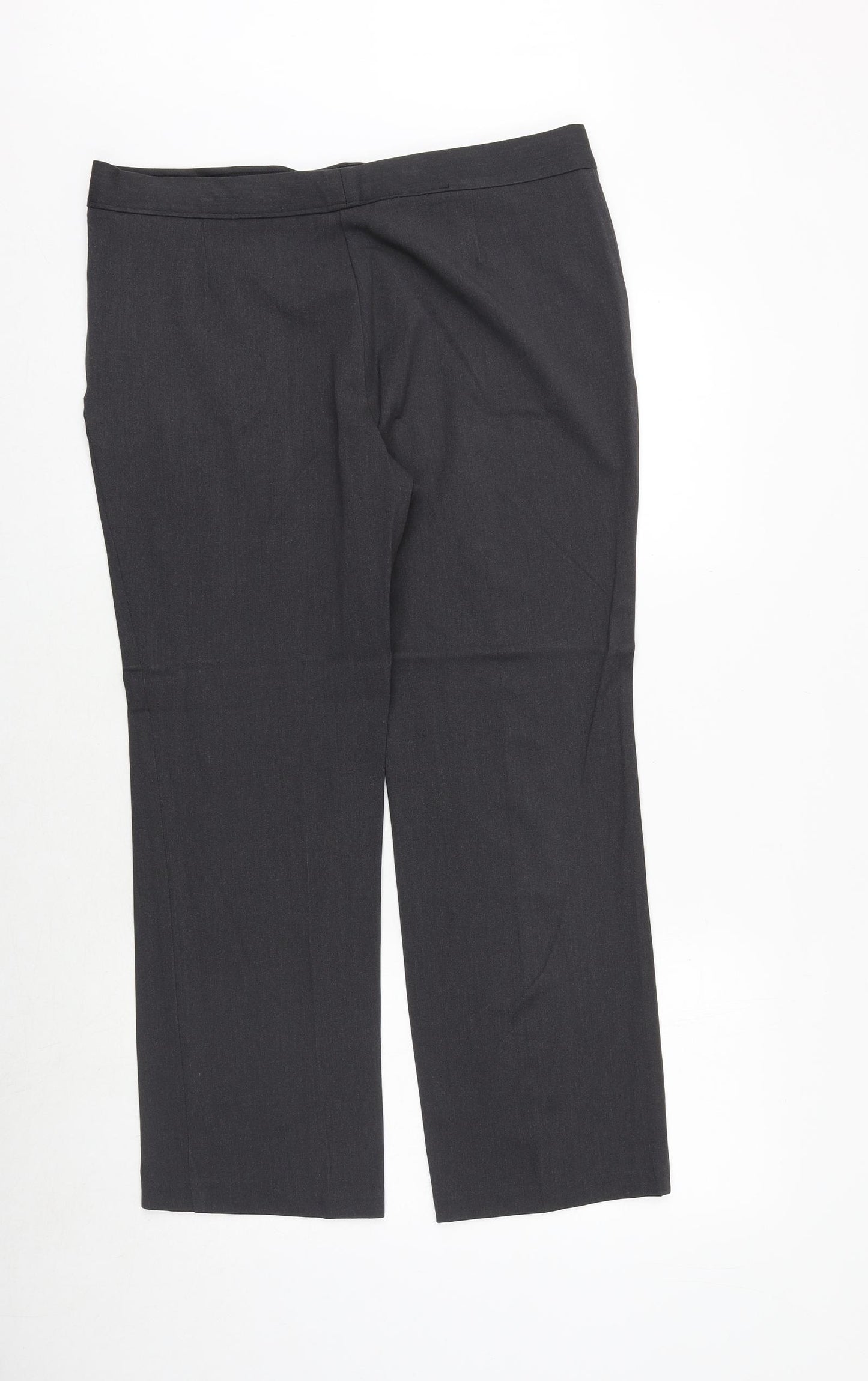 Marks and Spencer Womens Grey Polyester Dress Pants Trousers Size 14 Regular Zip - Zipped Pockets