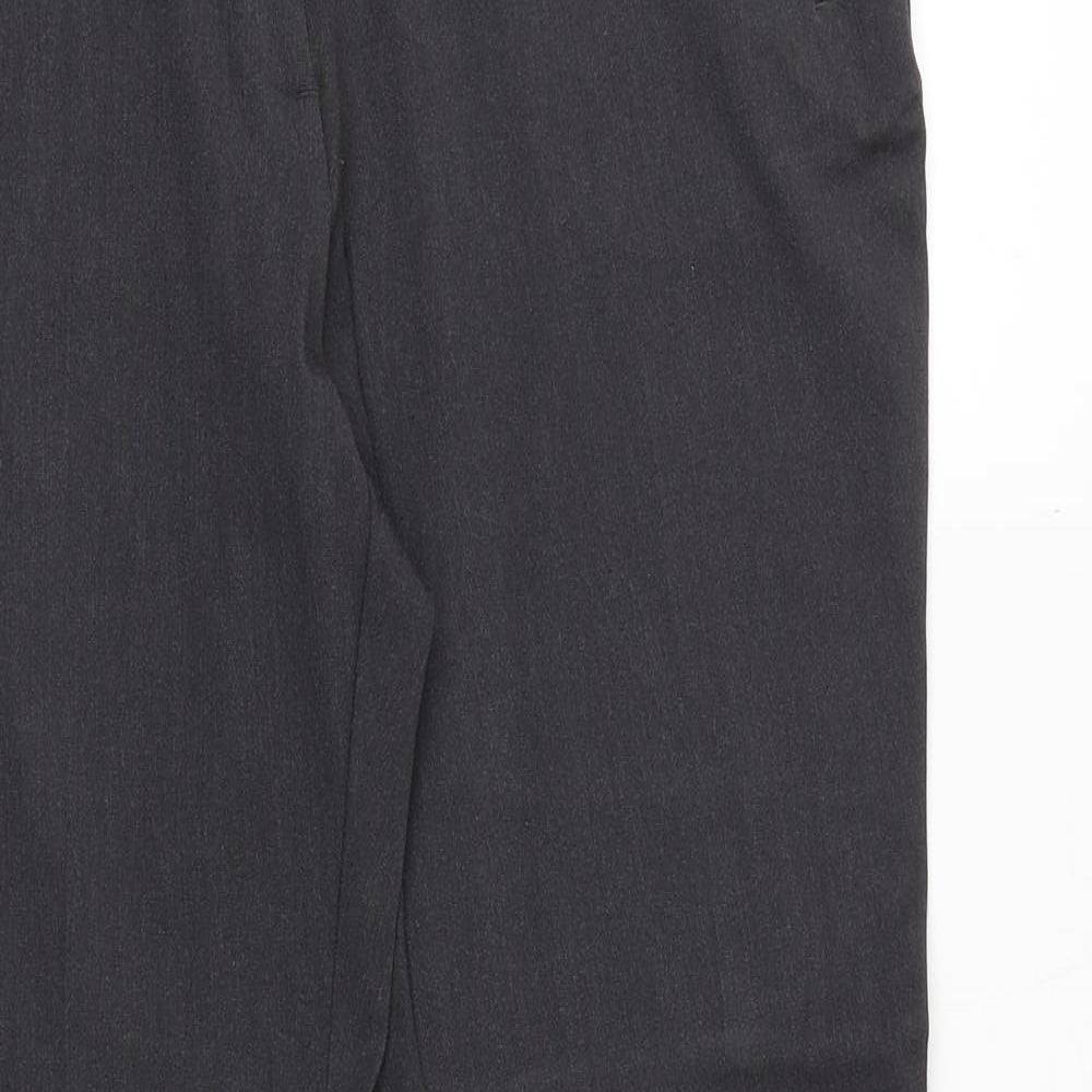 Marks and Spencer Womens Grey Polyester Dress Pants Trousers Size 14 Regular Zip - Zipped Pockets