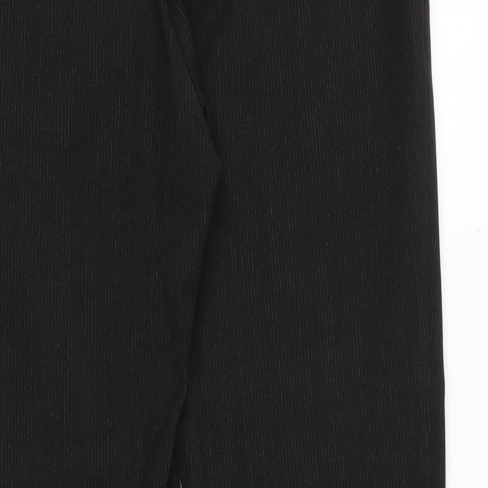 Marks and Spencer Womens Black Striped Polyester Trousers Size 12 Regular Zip