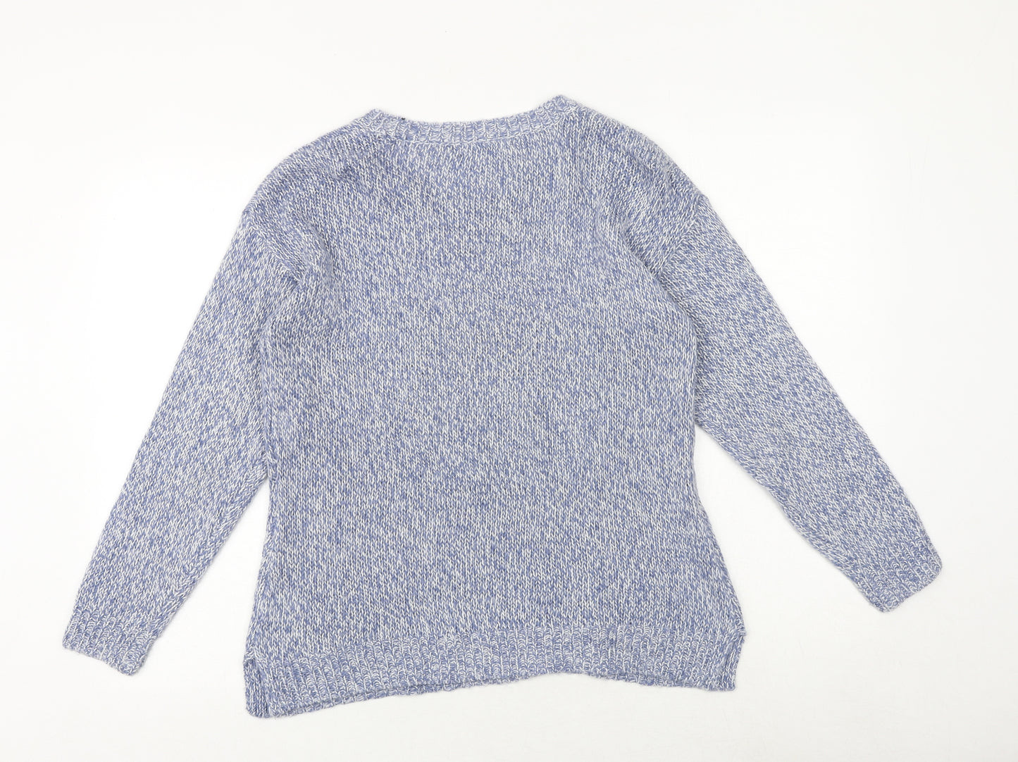 Bonmarché Womens Blue Round Neck Acrylic Pullover Jumper Size S - Owl Pattern